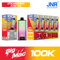 Strawberry Kiwi Ice JNR Big Mac 100K disposable vape packaging