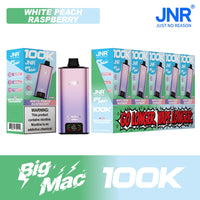  White Peach Raspberry JNR Big Mac 100K disposable vape packaging
