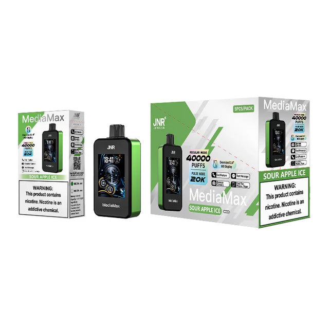 Sour Apple Ice JNR MediaMax 40000 disposable vape packaging