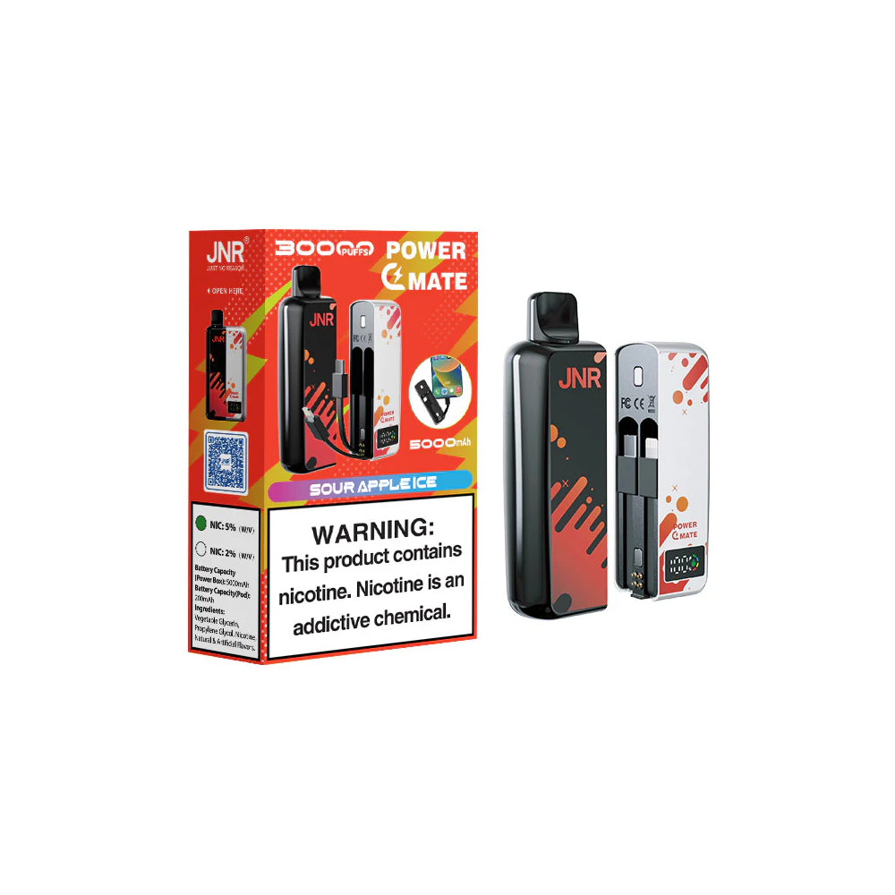 Sour Apple Ice JNR Power Mate 30K Kit disposable vape packaging 