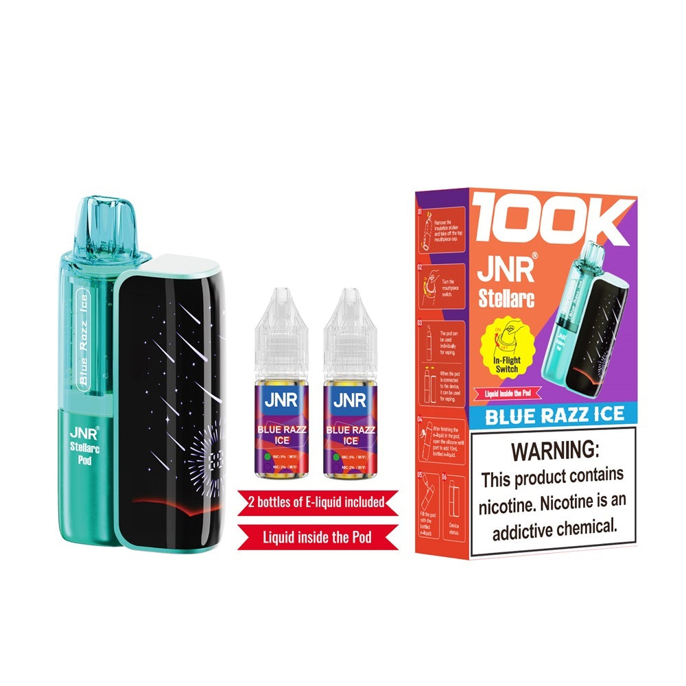 Blue Razz Ice JNR Stellarc 100K Kit disposable vape packaging