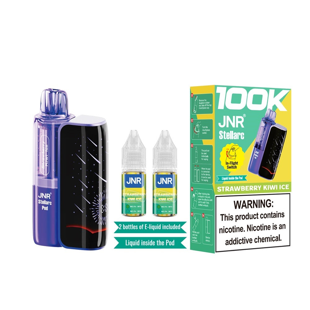 Strawberry Kiwi Ice JNR Stellarc 100K Kit disposable vape packaging 