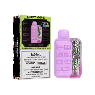 Raspberry Sour Apple Lost Vape Orion Bar 10000 disposable vape packaging 