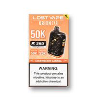 Strawberry Banana Lost Vape Orion Bar 50K V2 disposable vape packaging