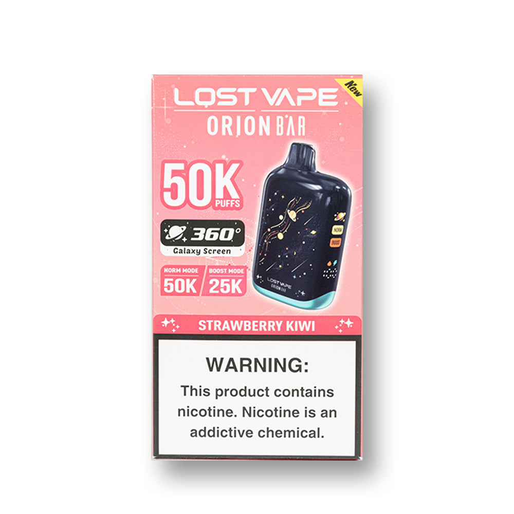 Strawberry Kiwi Lost Vape Orion Bar 50K V2 disposable vape packaging