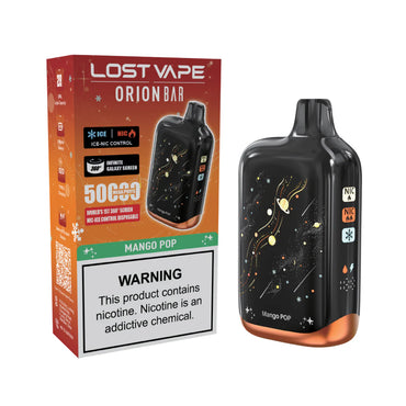 Mango Pop Lost Vape Orion Bar 50K Nic & Ice disposable vape packaging 