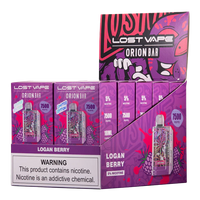 Logan Berry Lost Vape Orion Bar 7500 disposable vape packaging 