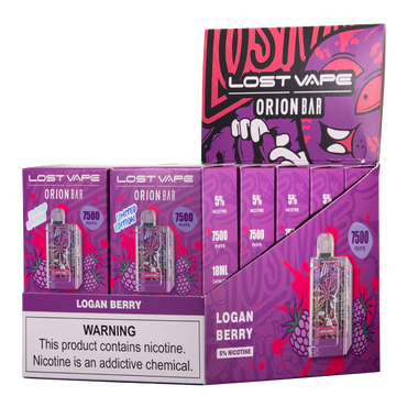 Logan Berry Lost Vape Orion Bar 7500 disposable vape packaging 