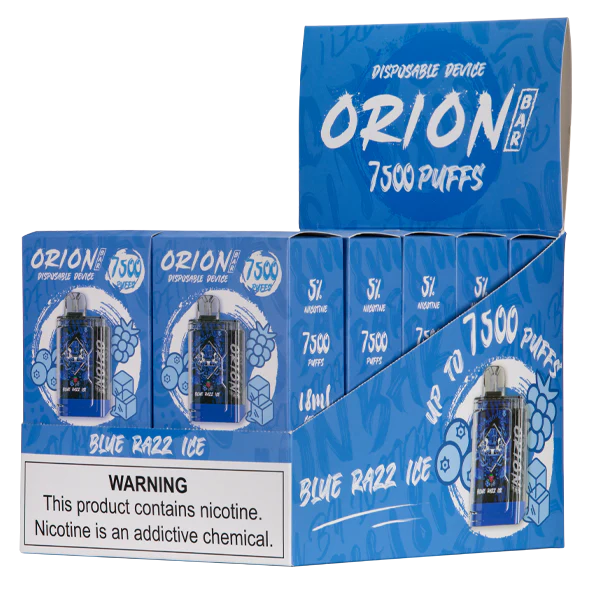 Blue Razz Ice Lost Vape Orion Bar 7500 disposable vape packaging 