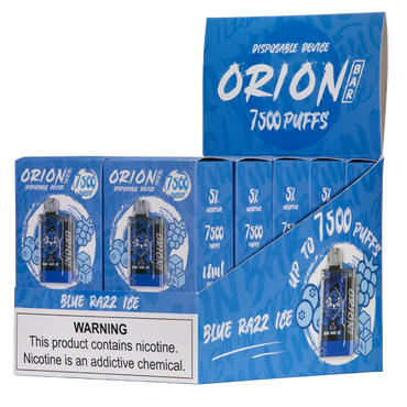 Blue Razz Ice Lost Vape Orion Bar 7500 disposable vape packaging 