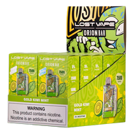 Gold Kiwi Mint Lost Vape Orion Bar 7500 disposable vape packaging 