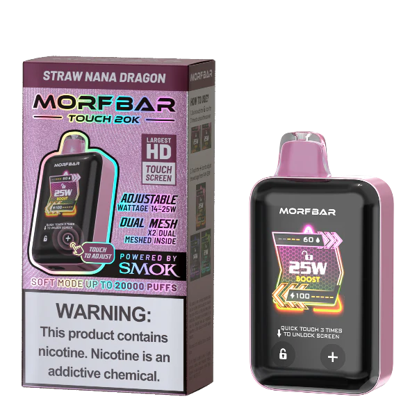 Strawberry Nana Dragon Morf Bar Touch 20K disposable vape packaging