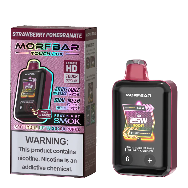 Strawberry Pomegranate Morf Bar Touch 20K disposable vape packaging 