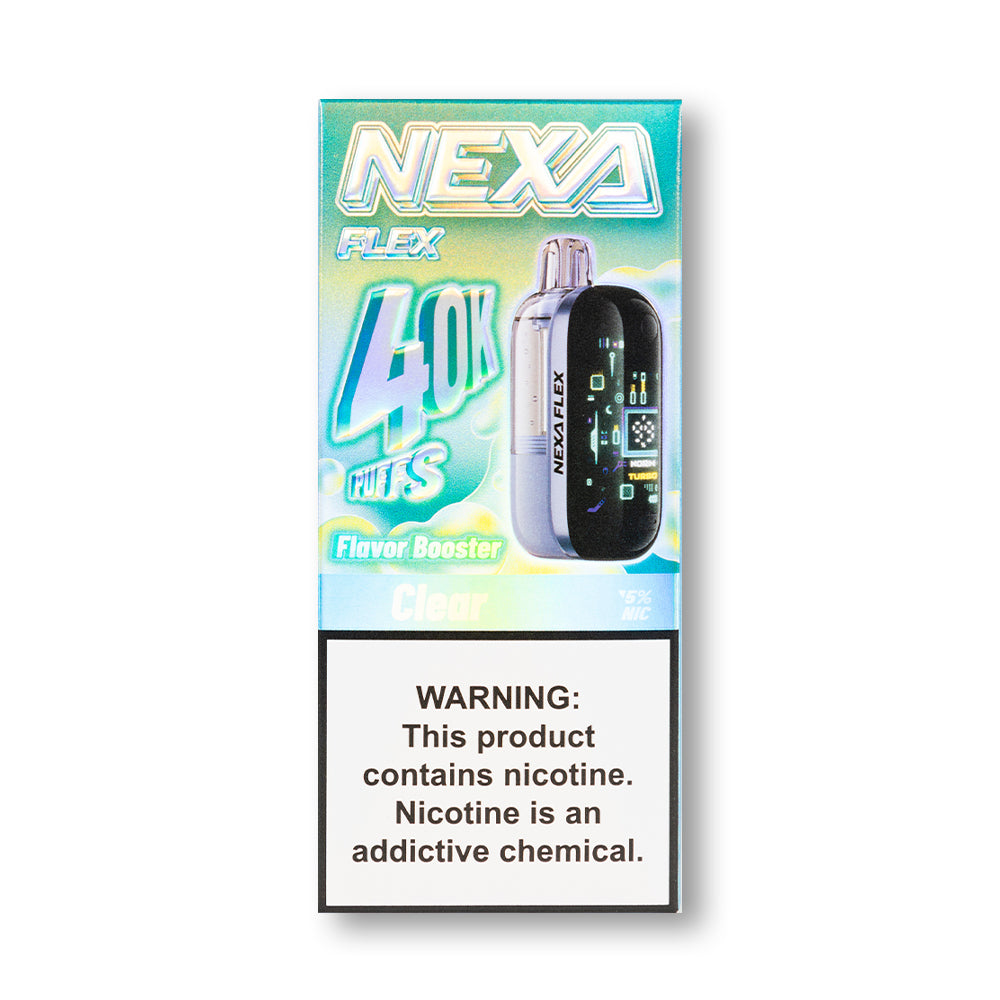 Clear Nexa Flex 40K Kit Visible Edition disposable vape packaging