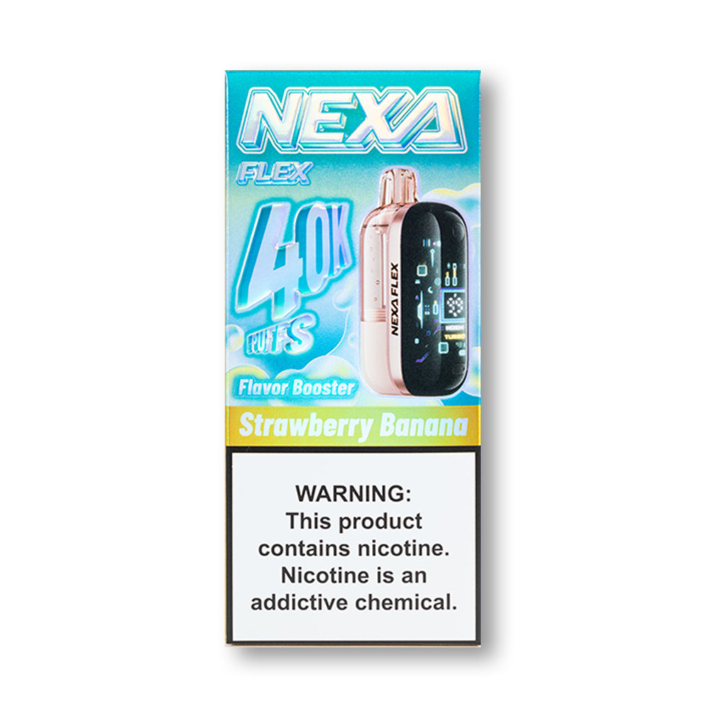 Strawberry Banana Nexa Flex 40K Kit Visible Edition disposable vape packaging