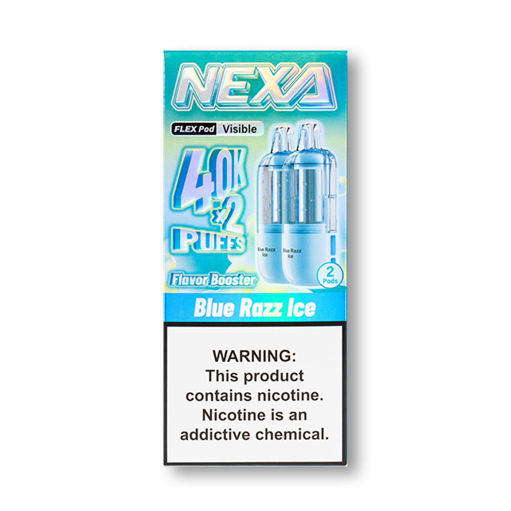 Blue Razz Ice Nexa Flex 40K Pod Visible Edition disposable vape packaging