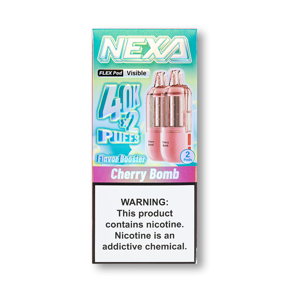 Cherry Bomb Nexa Flex 40K Pod Visible Edition disposable vape packaging