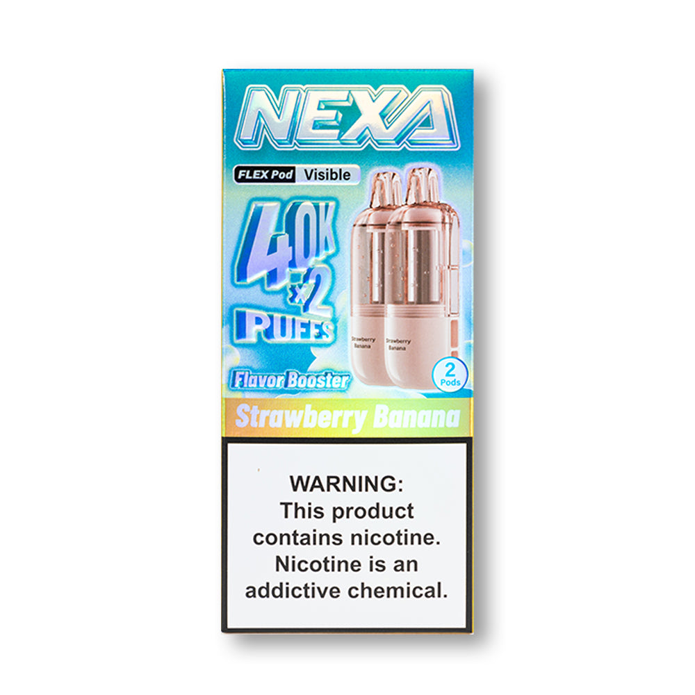 Strawberry Banana Nexa Flex 40K Pod Visible Edition disposable vape packaging