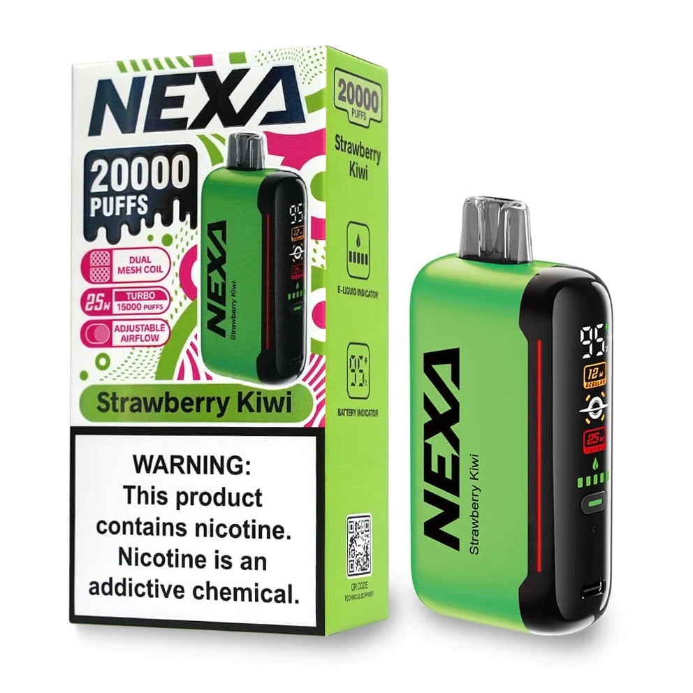 Strawberry Kiwi Nexa N20000 disposable vape packaging 