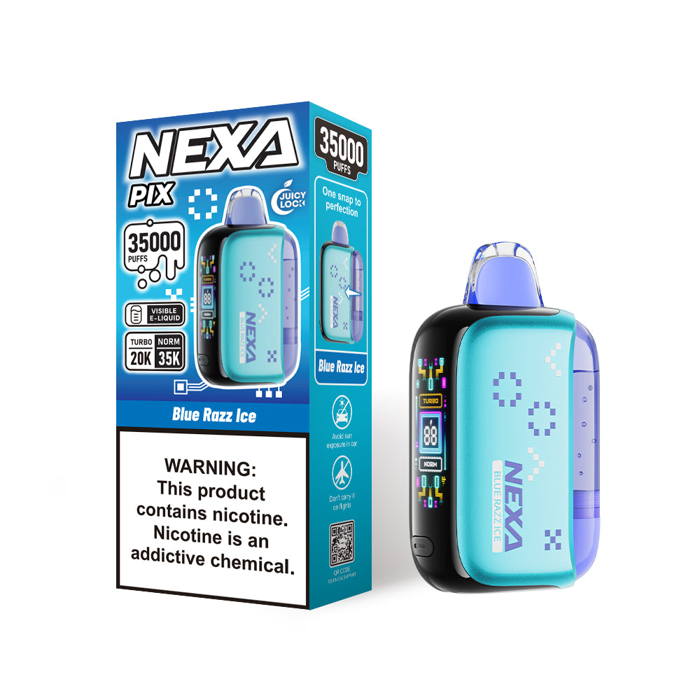 Blue Razz Ice Nexa PIX 35000 Disposable Vape Packaging 