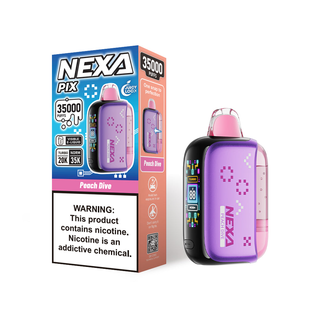 Peach Dive Nexa PIX 35000 Disposable Vape Packaging 