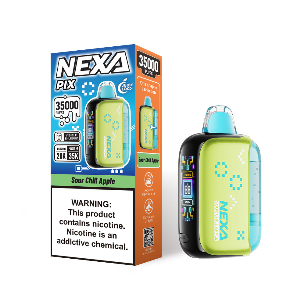 Sour Chill Apple Nexa PIX 35000 Disposable Vape Packaging 