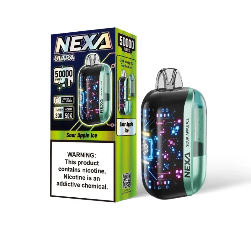 Sour Apple Ice Nexa Ultra 50000 Disposable Vape Packaging
