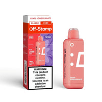 Grape Pomegranate Off-Stamp Classic Cube 25K Pod disposable vape packaging