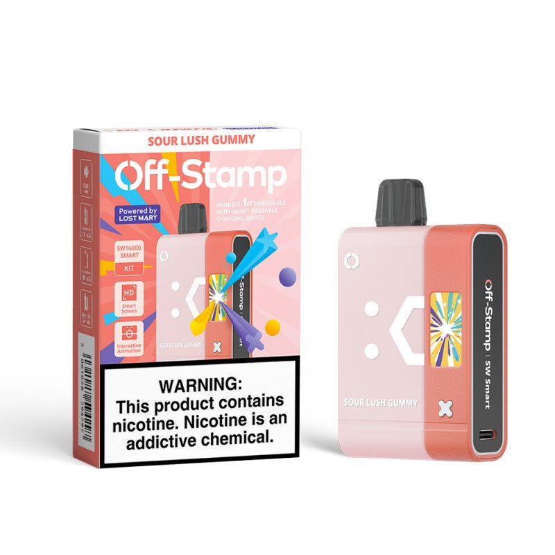 Sour Lush Gummy Off Stamp SW16000 Kit disposable vape packaging