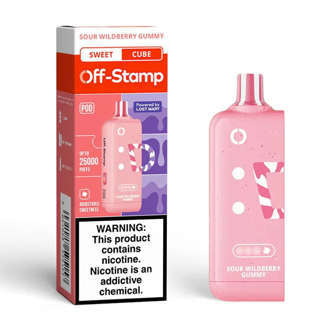 Sour Wildberry Twist Off Stamp Sweet Cube 25K Pod disposable vape packaging