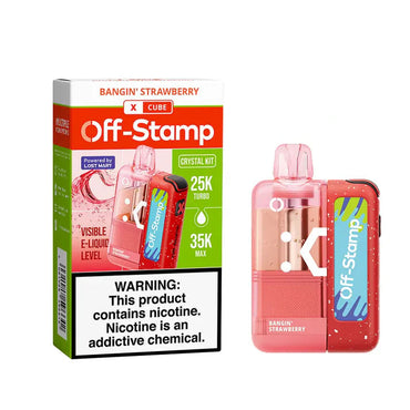 Bangin Strawberry Off Stamp X-cube Crystal 35K Kit disposable vape packaging