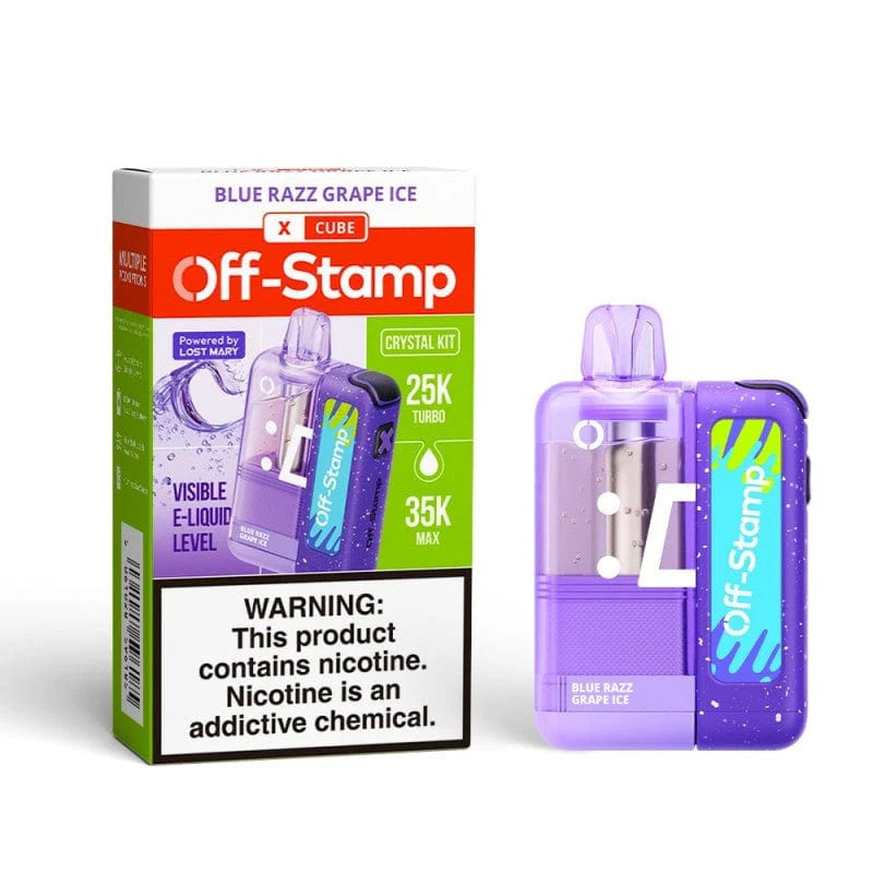 Blue Razz Grape Ice Off Stamp X Cube Crystal 35K Kit disposable vape packaging