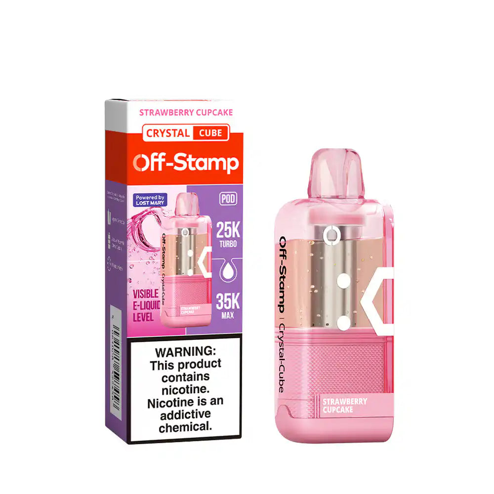 Strawberry Cupcake Off-Stamp X-Cube Crystal 35K Pod disposable vape packaging