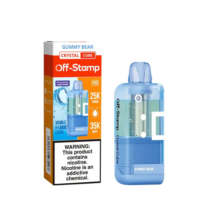 White Gummy Off-Stamp X-Cube Crystal 35K Pod disposable vape packaging