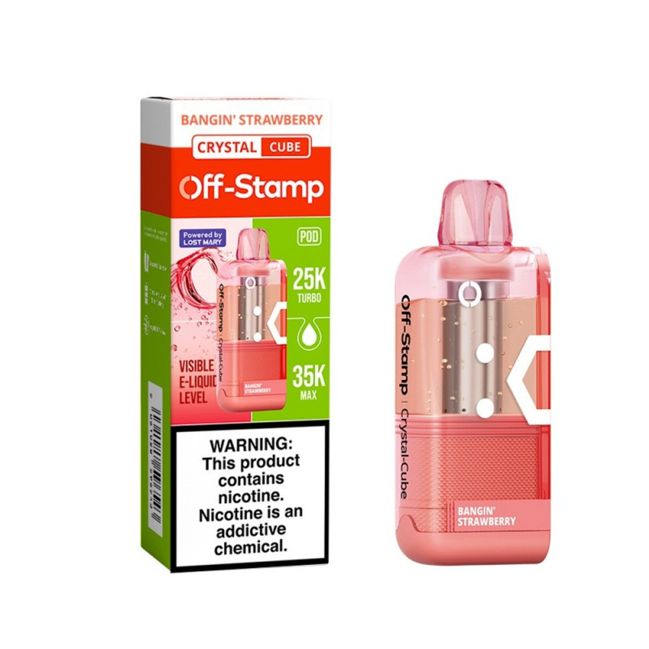 Bangin Strawberry Off-Stamp X-Cube Crystal 35K Pod disposable vape packaging
