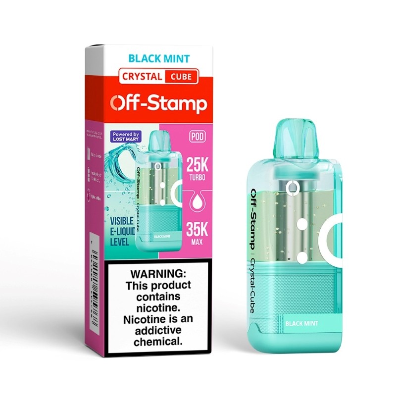 Black Mint Off Stamp X Cube Crystal 35K Pod disposable vape packaging