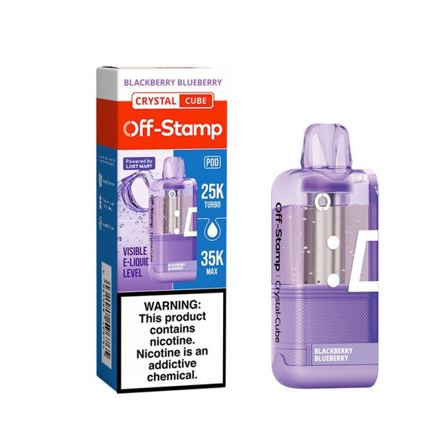 Blackberry Blueberry Off-Stamp X-Cube Crystal 35K Pod Disposable Vape packaging