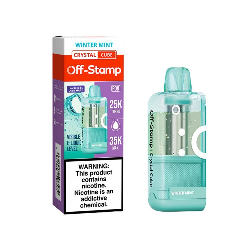 Winter Mint Off Stamp X-Cube Crystal 35K Pod disposable vape packaging