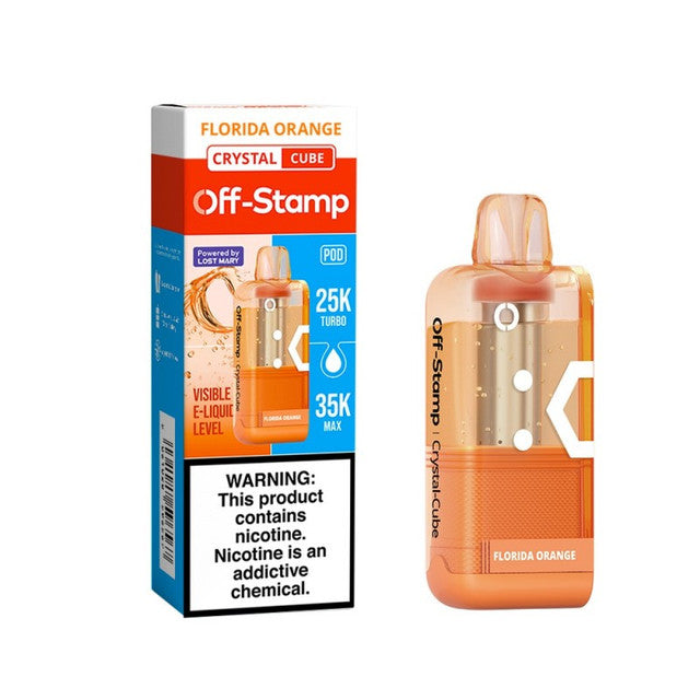 Florida Orange Off-Stamp X-Cube Crystal 35K Pod disposable vape packaging