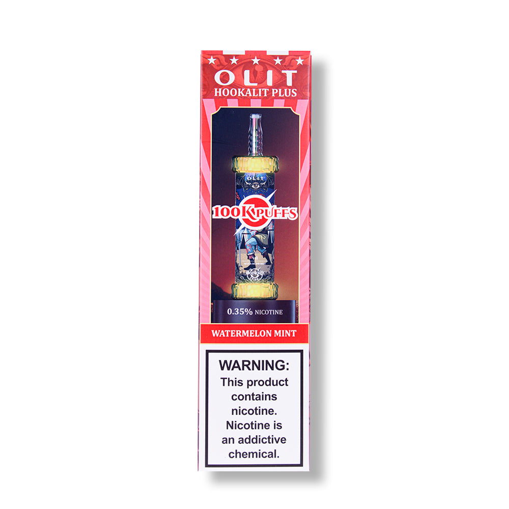 Watermelon Mint OLIT HookaLit Plus 100K Disposable Vape Packaging 