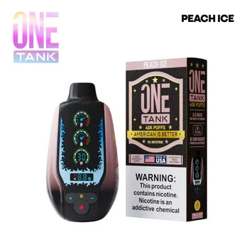 Peach Ice - One Tank 40K disposable vape packaging 