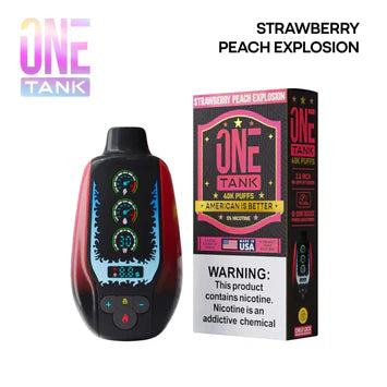 Strawberry Peach Explosion - One Tank 40K disposable vape packaging 