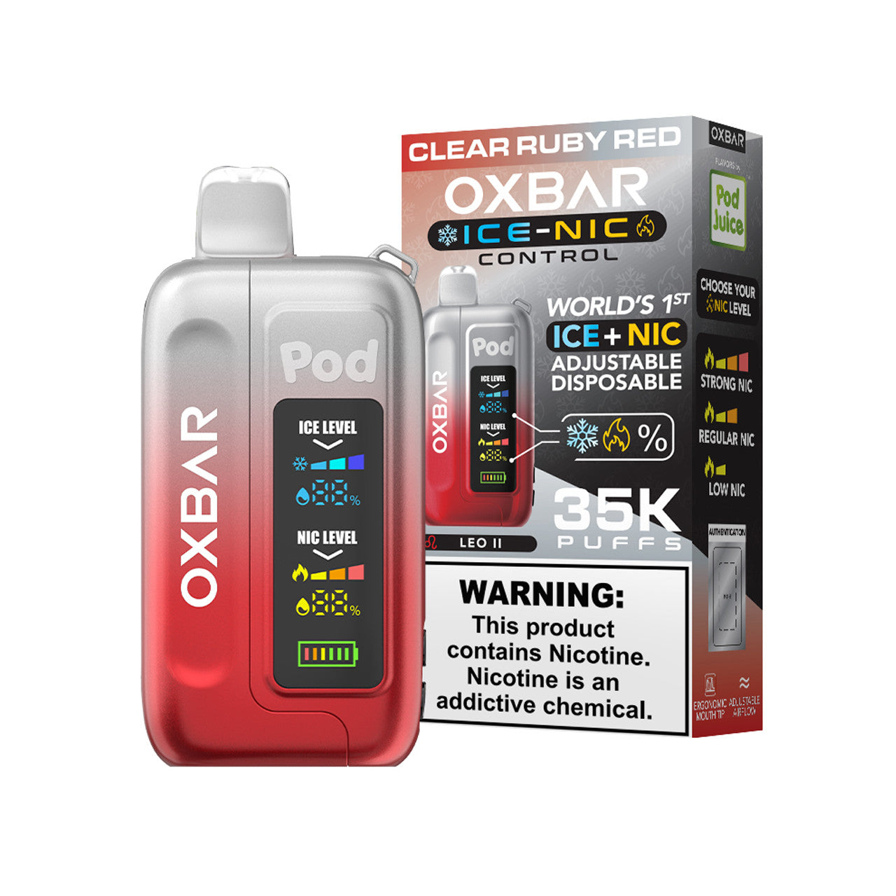 Clear Ruby Red - Oxbar Ice-Nic Control 35K | Online Vape Shop Clear Ruby Red - Oxbar Ice-Nic Control 35K | Online Vape Shop