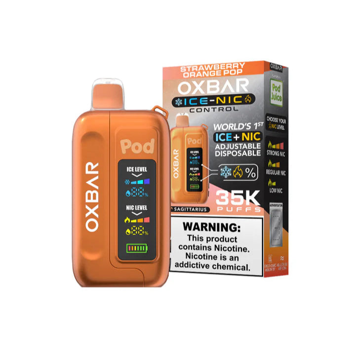Strawberry Orange Pop Oxbar Ice-Nic Control 35K disposable vape packaging