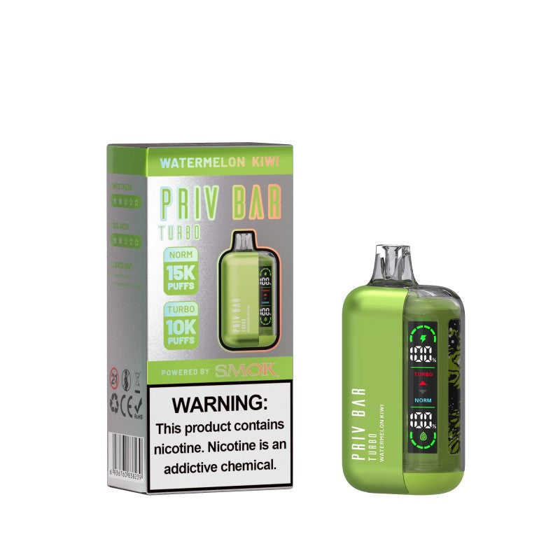 Watermelon Kiwi Priv Bar Turbo 15000  disposable vape packaging 