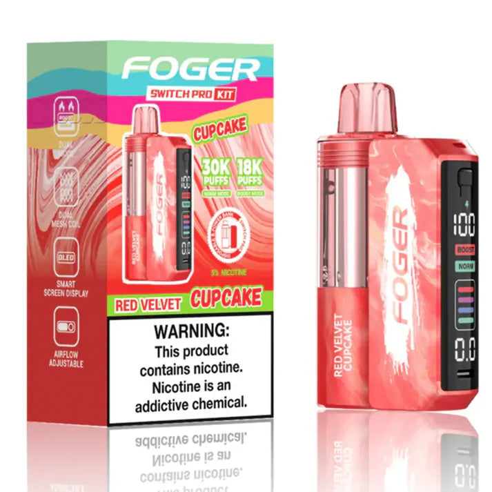 Foger Switch Pro 30K Kit Red Velvet Cupcake Disposable Vape - Black Coral 