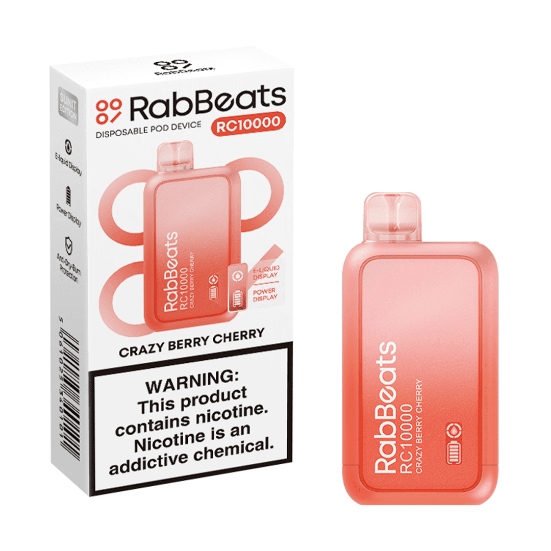 Crazy Berry Cherry RabBeats RC10000 disposable vape packaging 