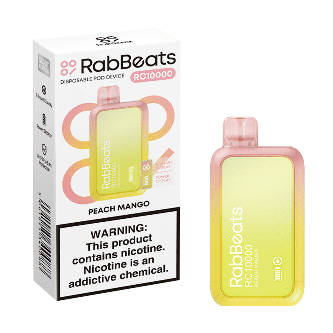 Peach Mango RabBeats RC10000 disposable vape packaging 