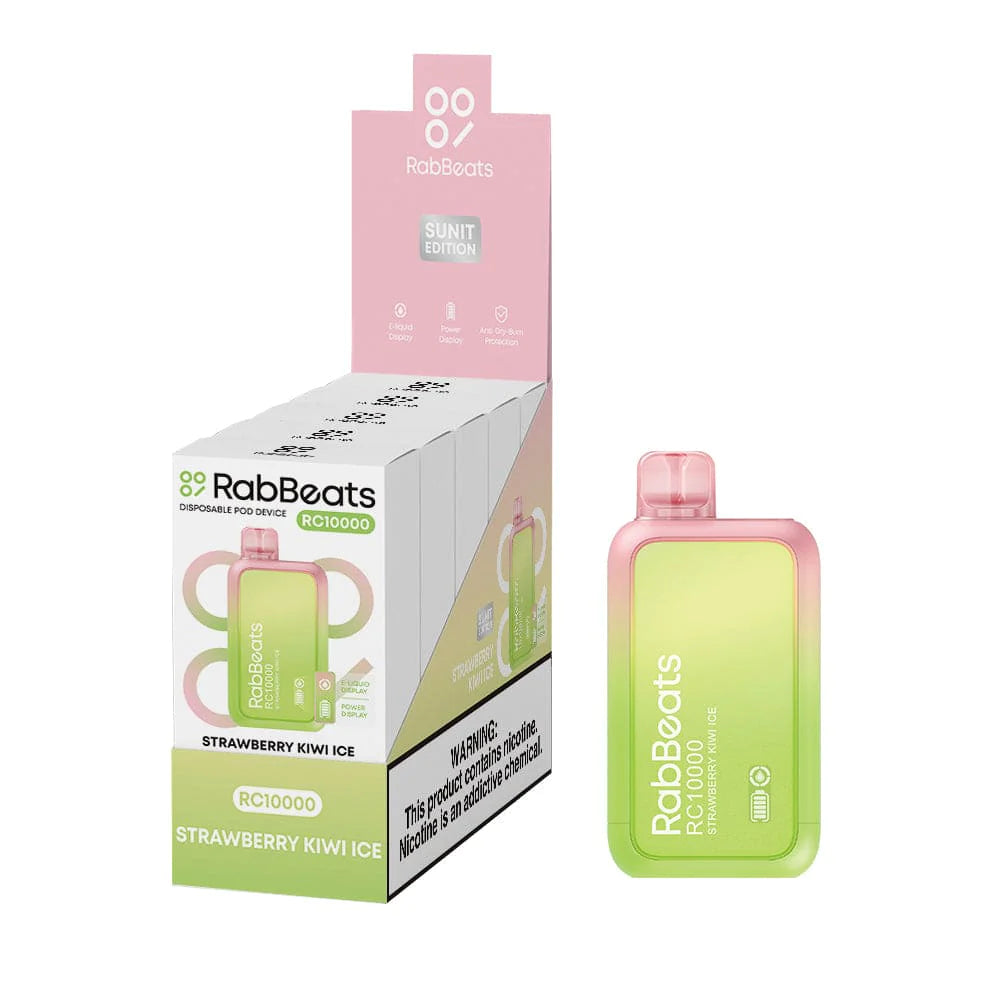 Strawberry Kiwi Ice Rabbeats RC10000 disposable vape packaging 