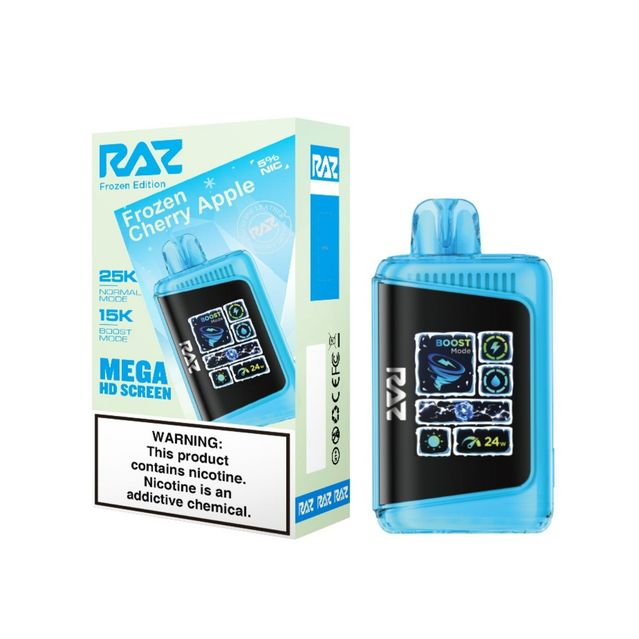 Frozen Cherry Apple (Frozen Edition) Raz LTX 25K disposable vape packaging